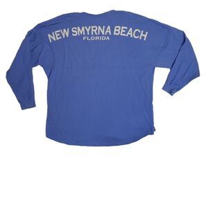 SPIRIT JERSEY New Smyrna Beach‎ FL blue v-neck spellout relaxed fit shirt XXL